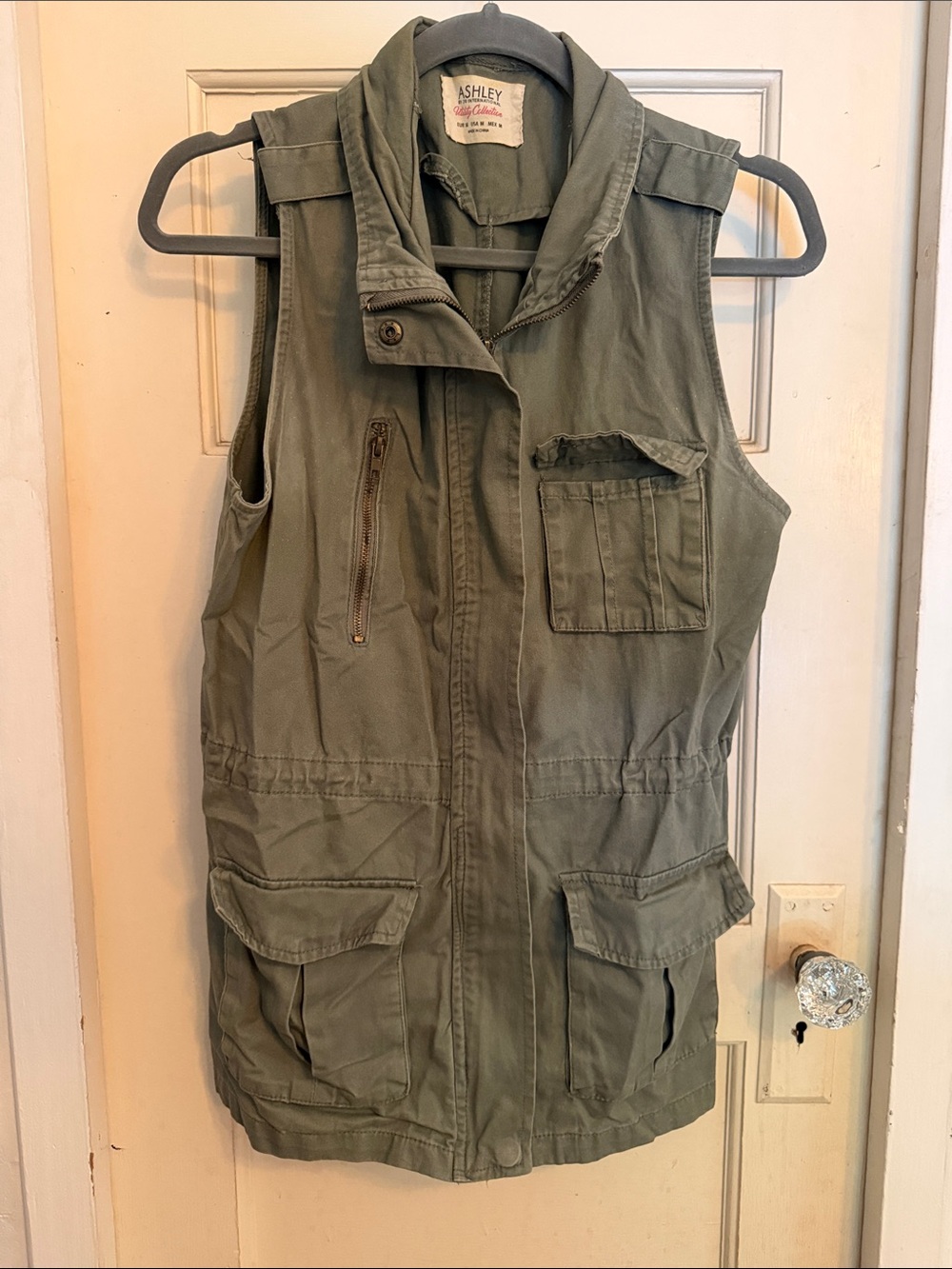 Ashley By 26 International Olive Green Utility Vest - Women's Sleeveless Jacket